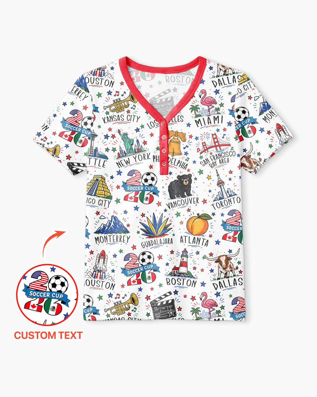 2026 Soccer Cup Host Citties Bamboo Women Short Sleeve Short Pajama Set