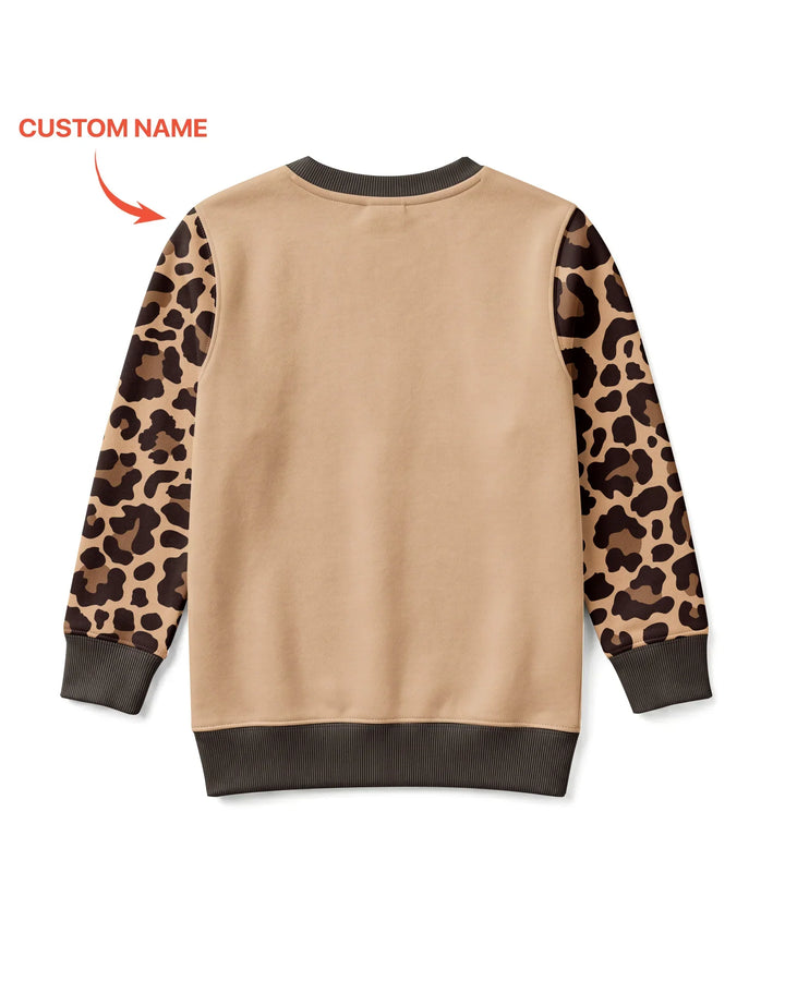 Custom Name School Sweetheart Leopard Bamboo Crewneck Sweatshirt