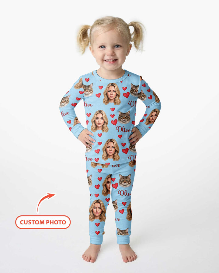 Custom Face Family Matching Bamboo Two Piece Long Sleeve Pajama Set