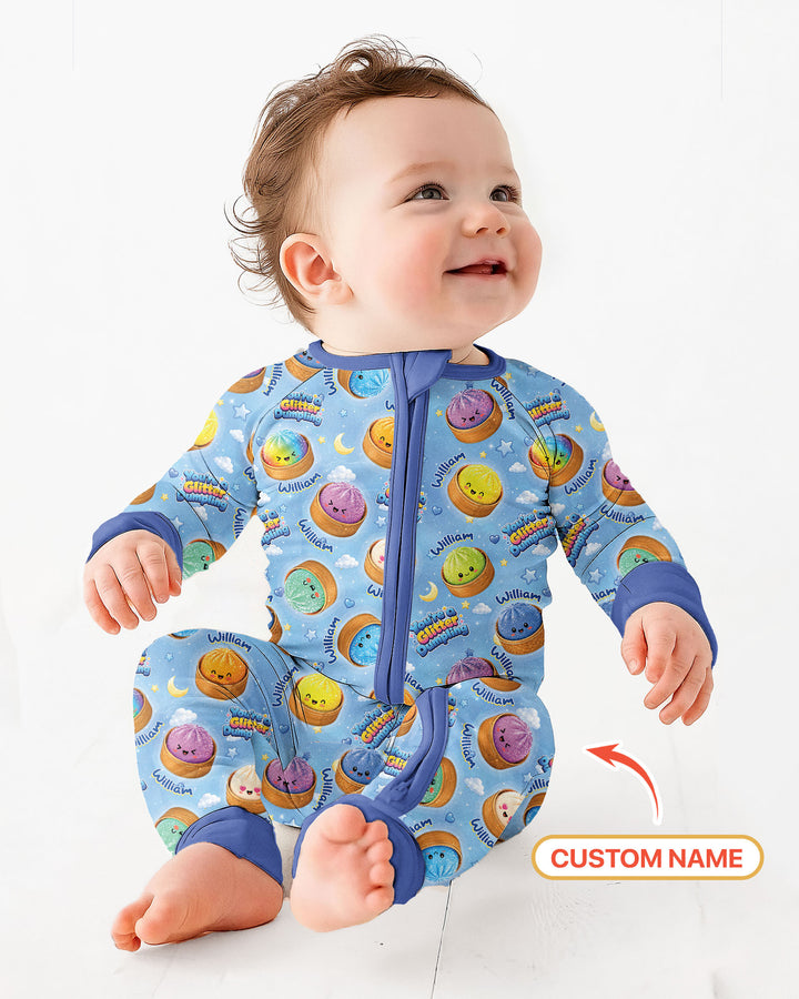 Custom Name You're A Glitter Dumpling Boy Bamboo Convertible Zippy
