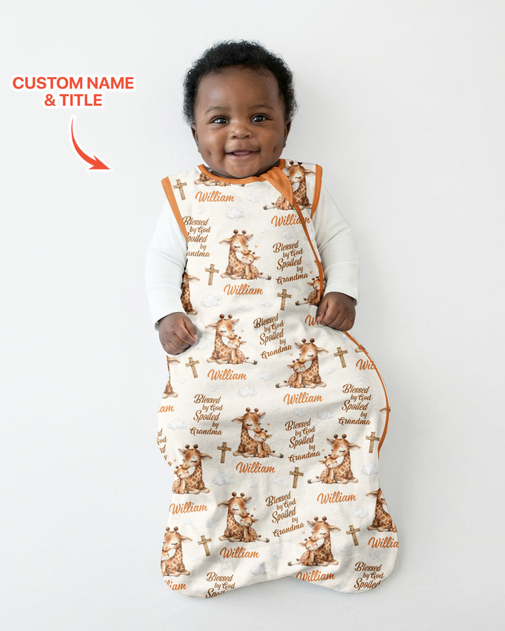 Custom Name Blessed By God Spoiled By Grandma Bamboo Sleep Bag