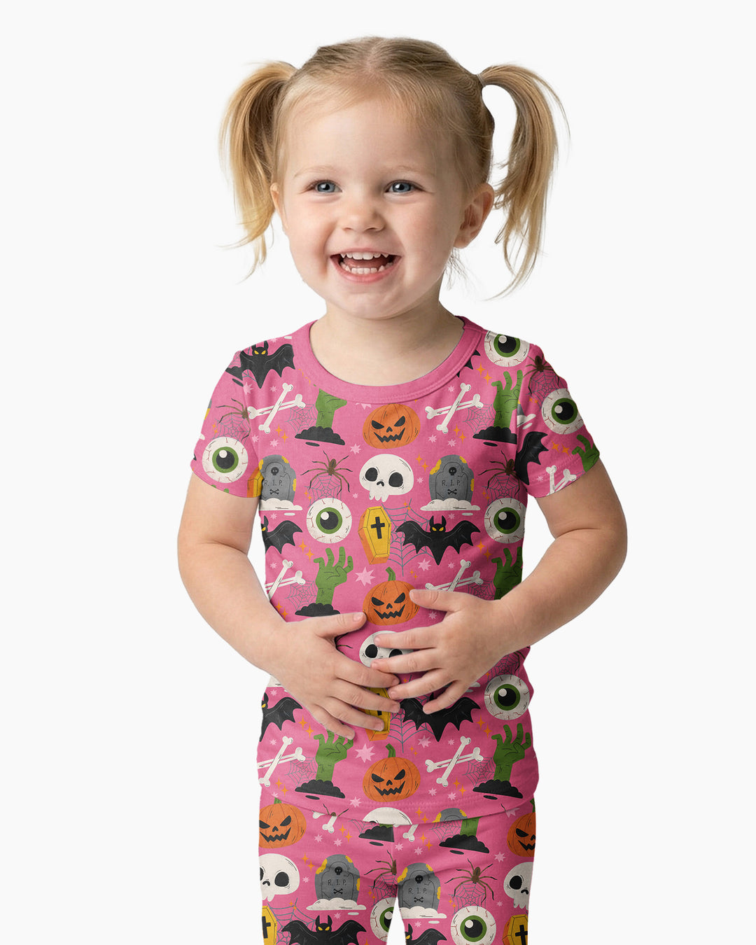 Little Monsters Bamboo Two Piece Short Sleeve Pyjamas Set For Haloween