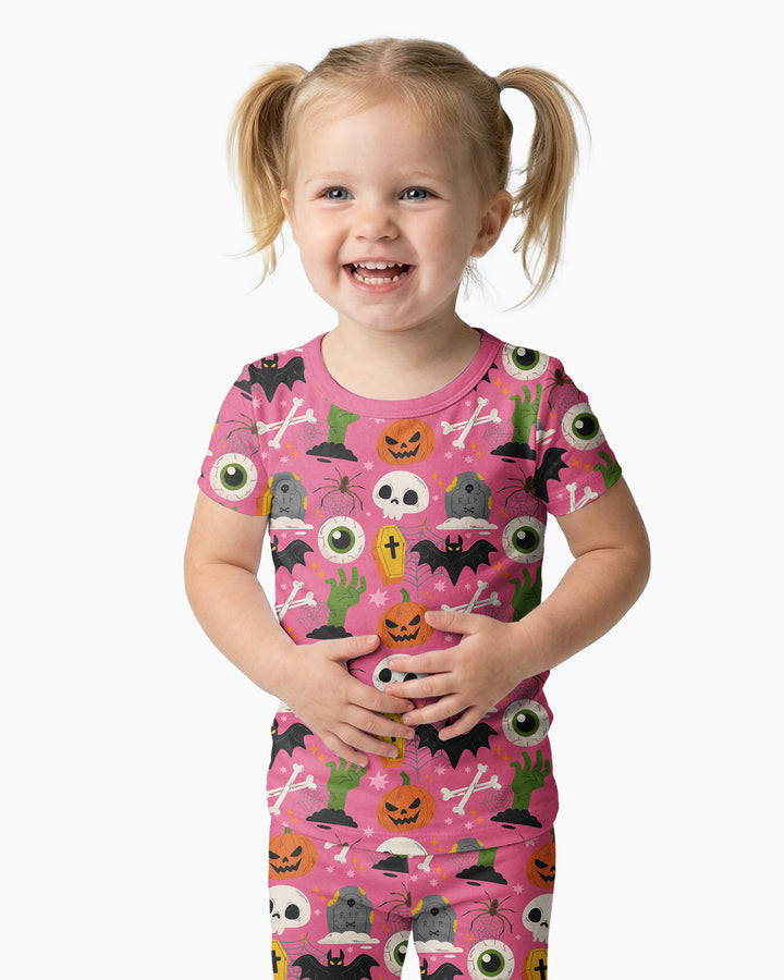 Little Monsters Bamboo Two Piece Short Sleeve Pyjamas Set For Haloween