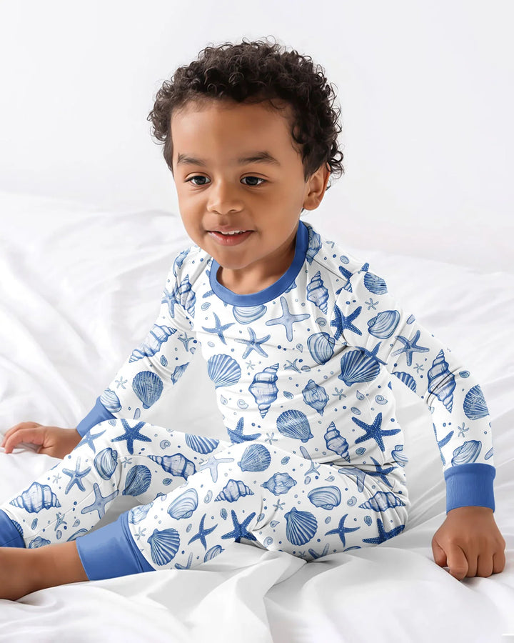 Coastal Charm Family Matching Bamboo Two Piece Long Sleeve Pajama Set