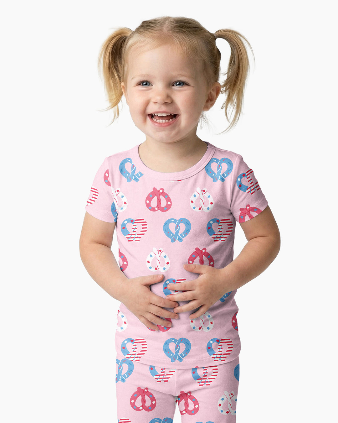 4th of July Pretzel  Bamboo Two Piece Short Sleeve Pajama Set