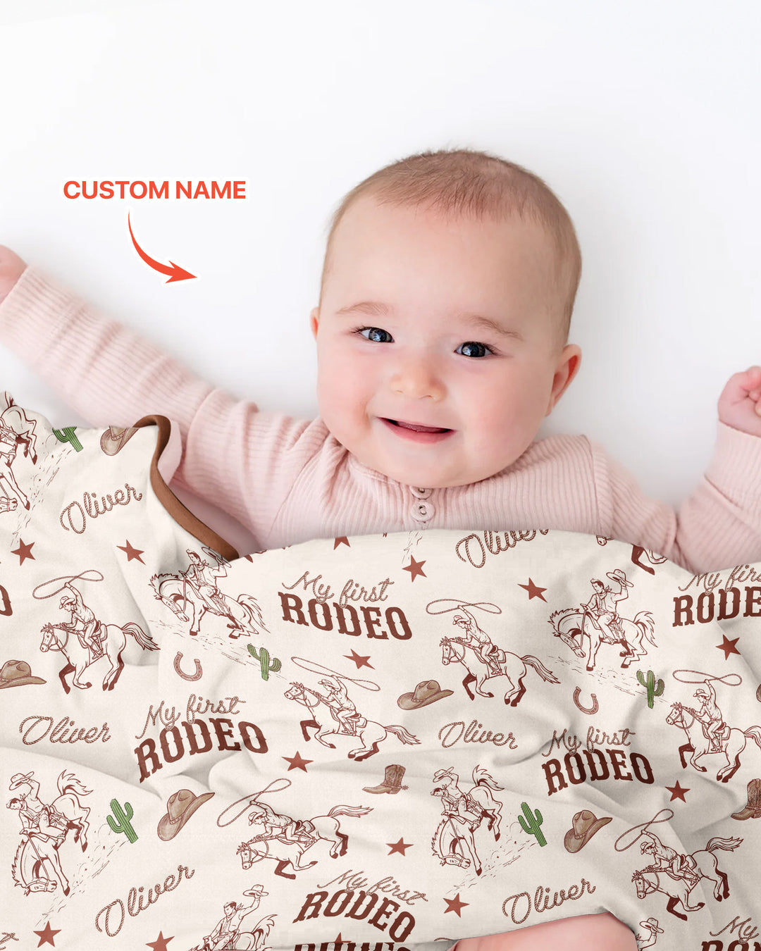 Custom Name First Rodeo Family Matching Bamboo Blanket