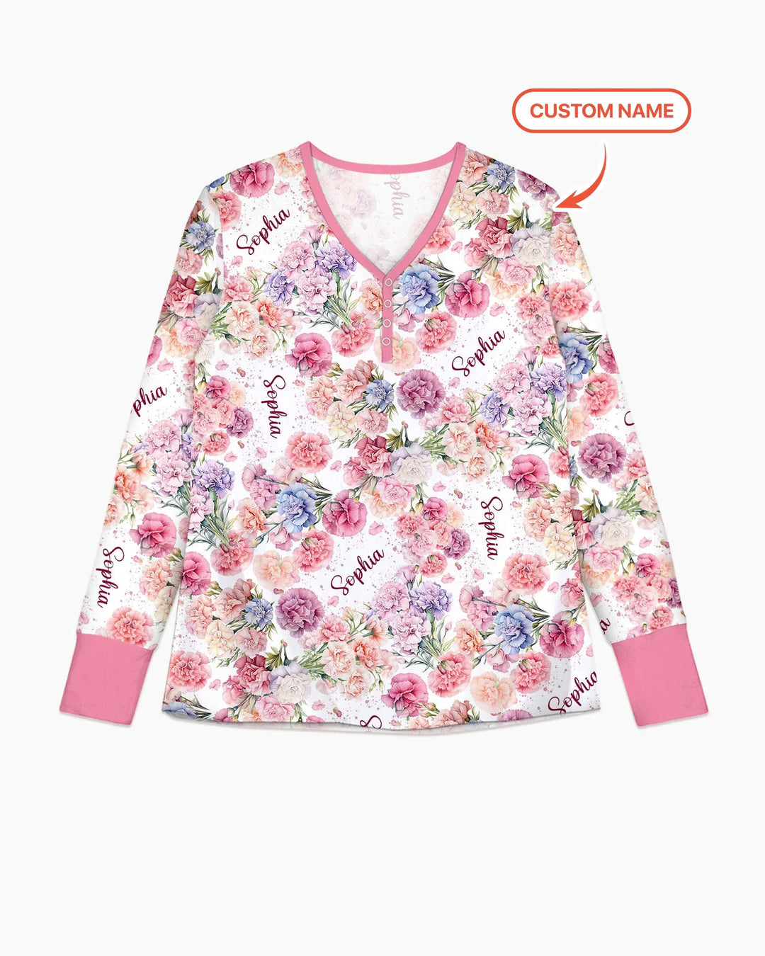 Custom Name Birth Month Flowers Bamboo Women Pajama Set