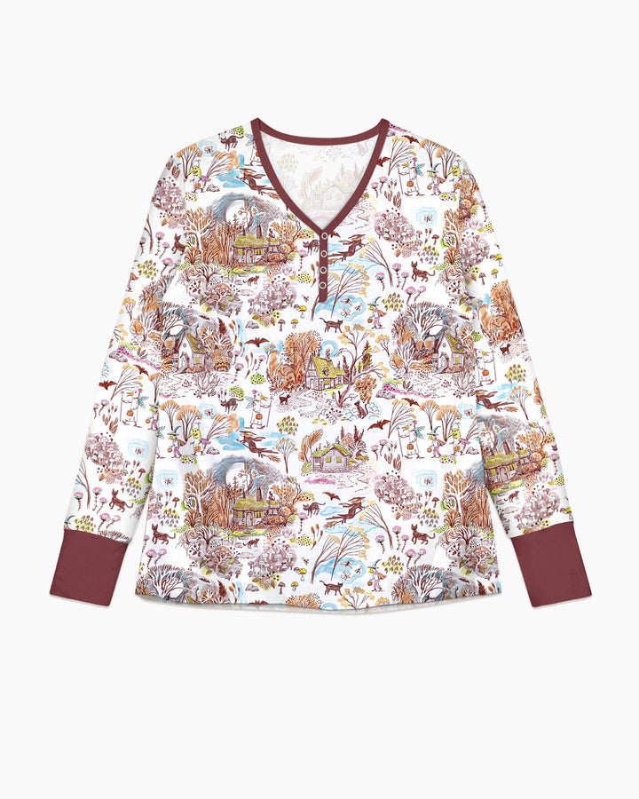 Whimsical Halloween Village Bamboo Women Pajama Set