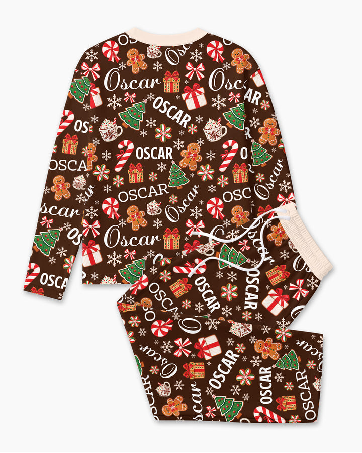 Merry Christmas Custom Name Bamboo Men's Pajama Set