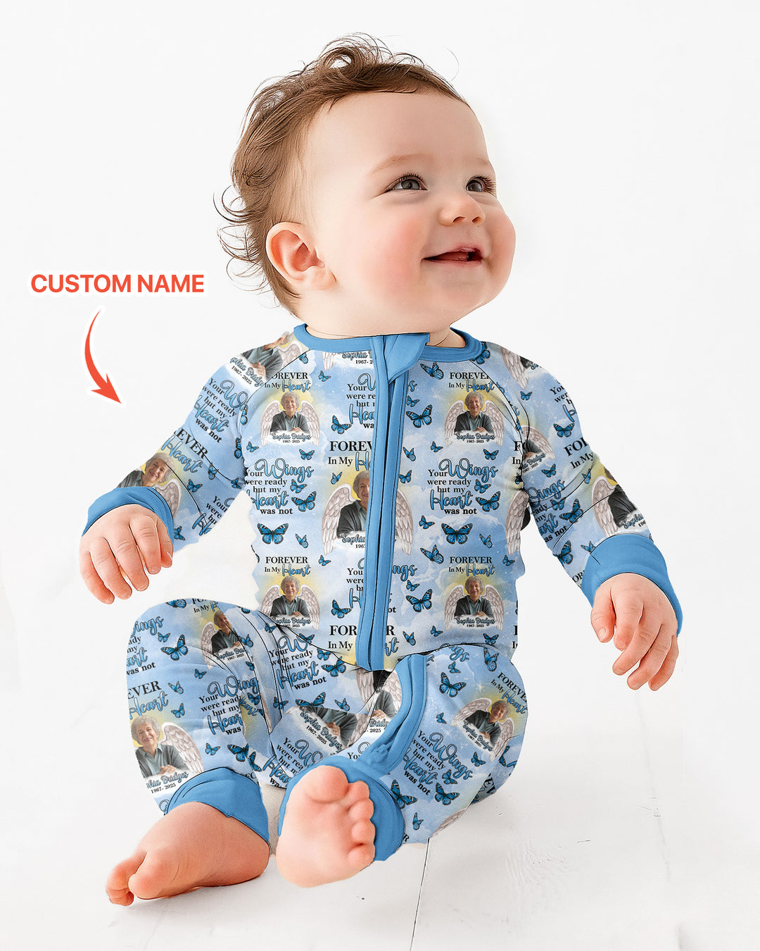 Custom Photo Forever In My Heart Family Matching Bamboo Convertible Zippy
