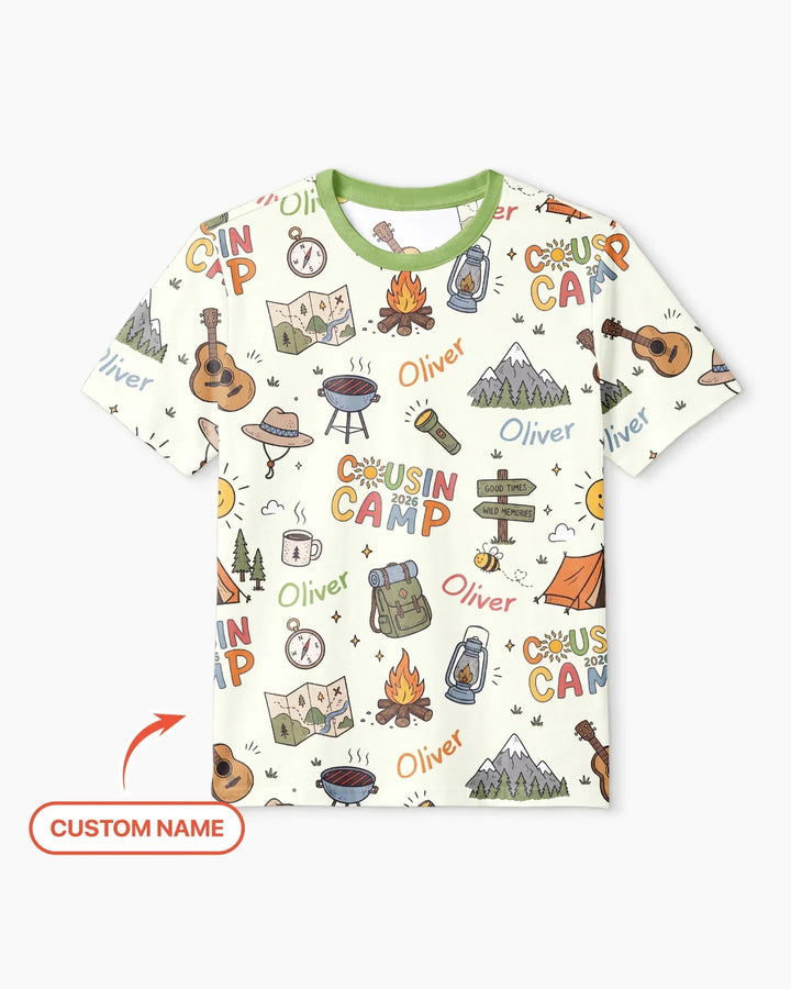 Custom Name Cousin Camp 2026 Bamboo Men Short Sleeve Short Pajama Set