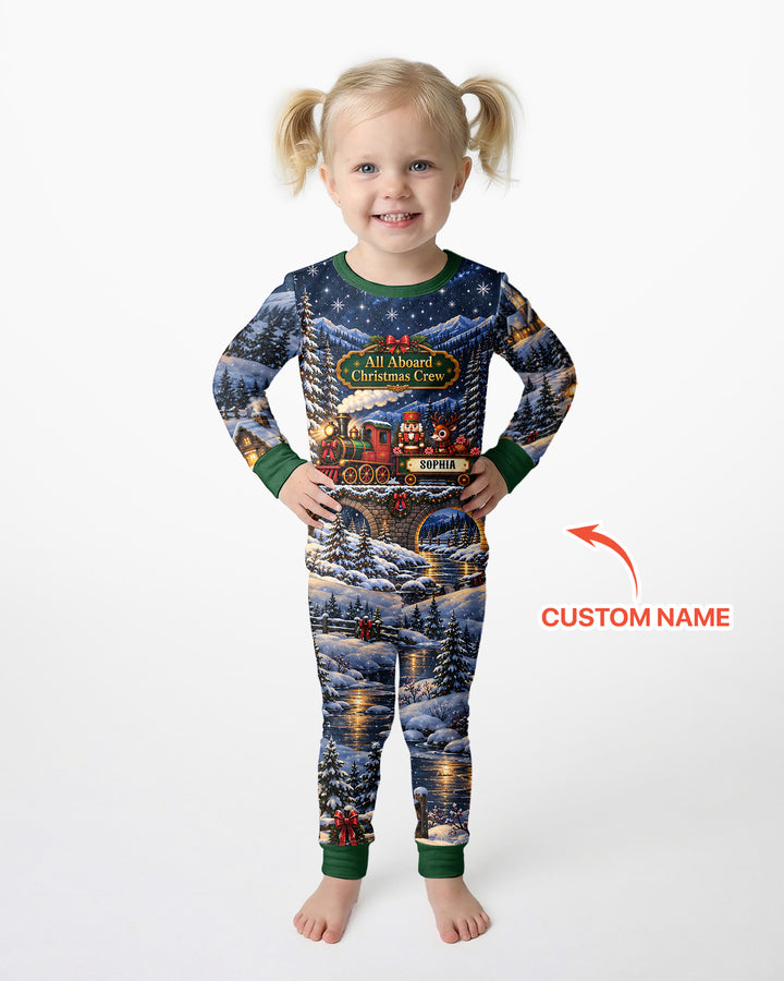 All Aboard Christmas Crew Bamboo Two Piece Long Sleeve Pajama Set