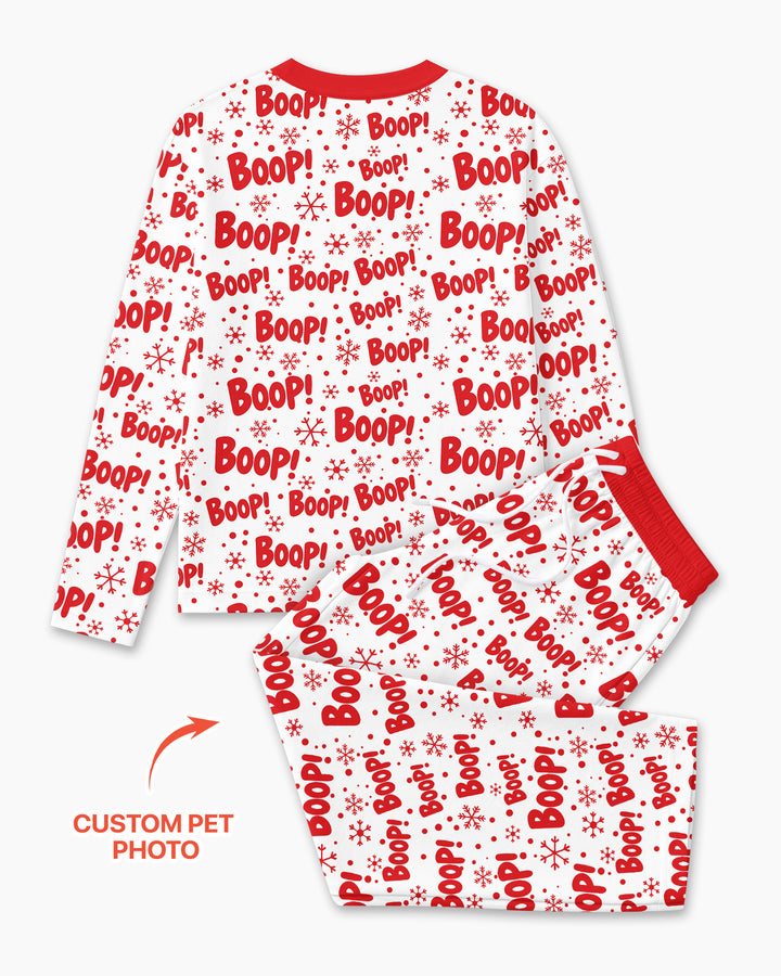 Custom Pet Photo Funny Christmas Boop Bamboo Men's Pajama Set