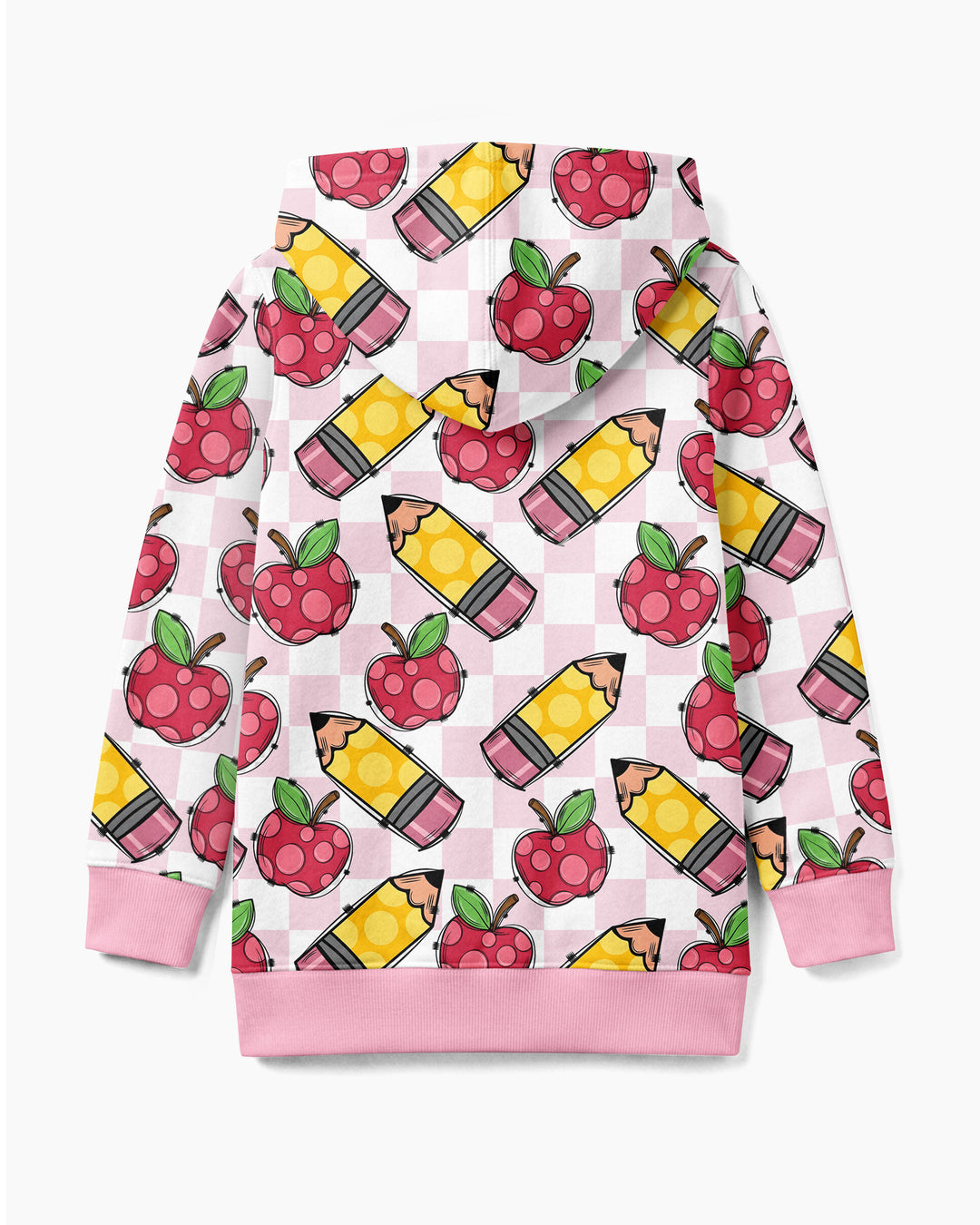 Checkered Apple Scribbles Bamboo Zip Hoodie