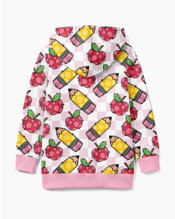 Checkered Apple Scribbles Bamboo Zip Hoodie