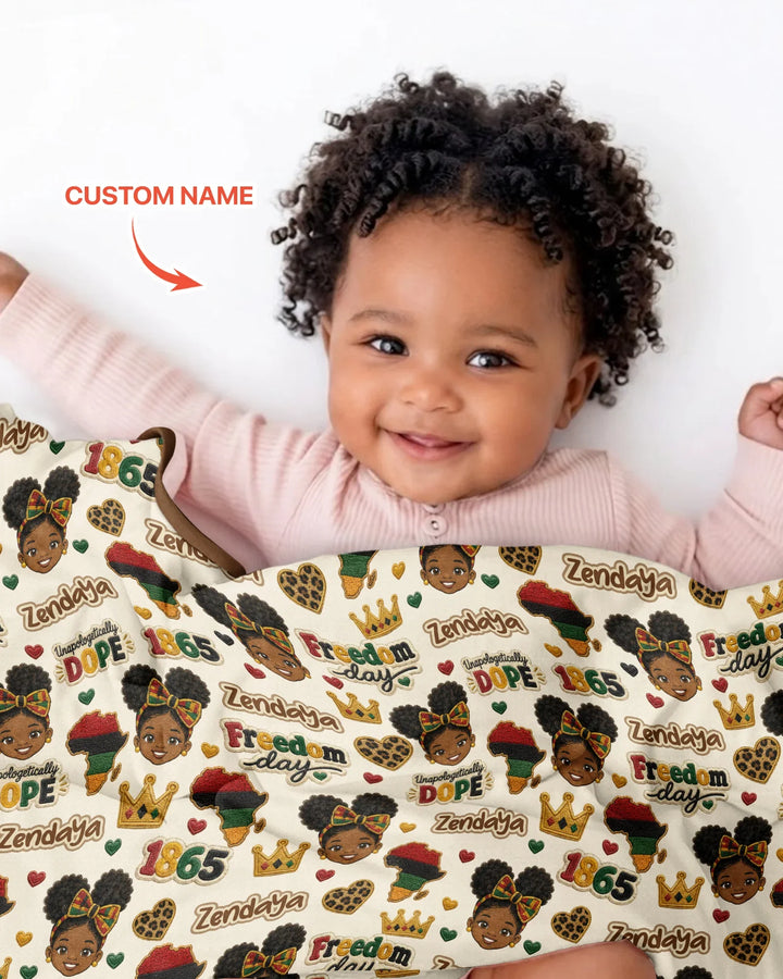 Custom Name Juneteenth Unapologetically Dope Bamboo Blanket