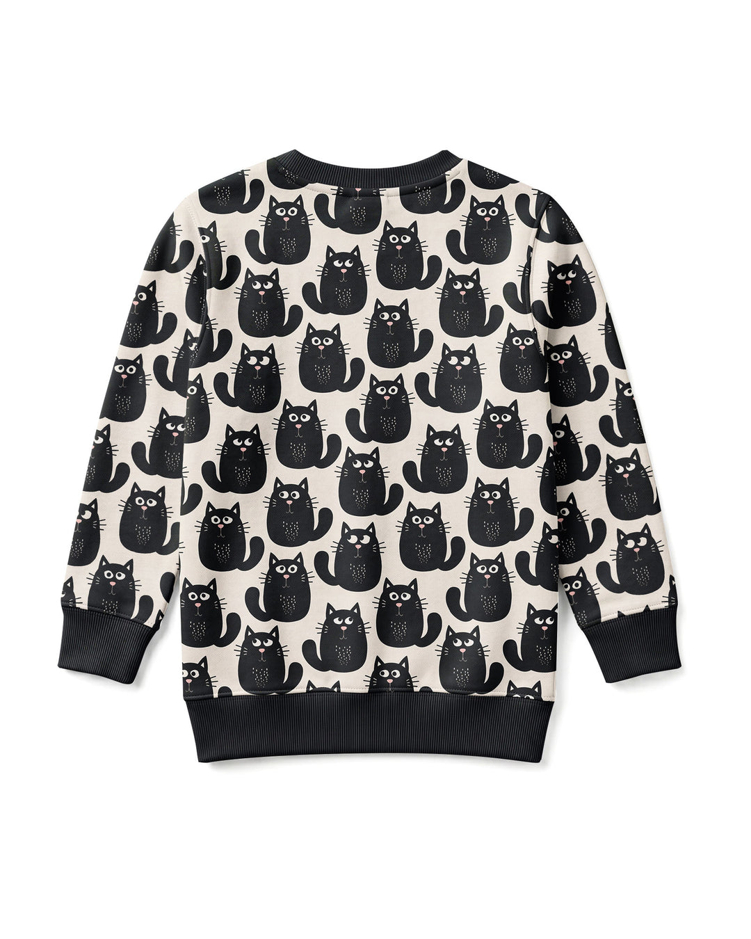 Moody Black Cats in Black and White Bamboo Crewneck Sweatshirt