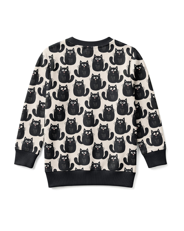 Moody Black Cats in Black and White Bamboo Crewneck Sweatshirt