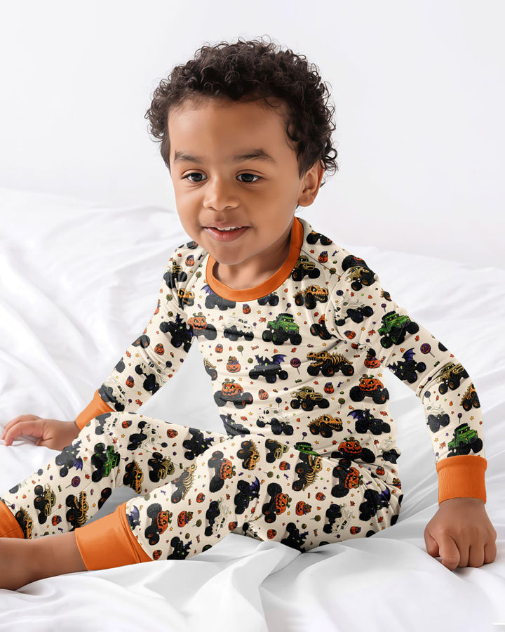 Spooky Monster Truck Bamboo Two Piece Long Sleeve Pajama Set