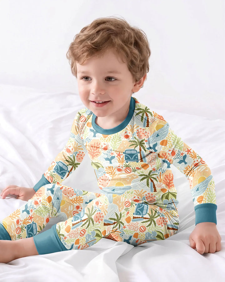 Beachy Boho Bamboo Two Piece Long Sleeve Pajama Set