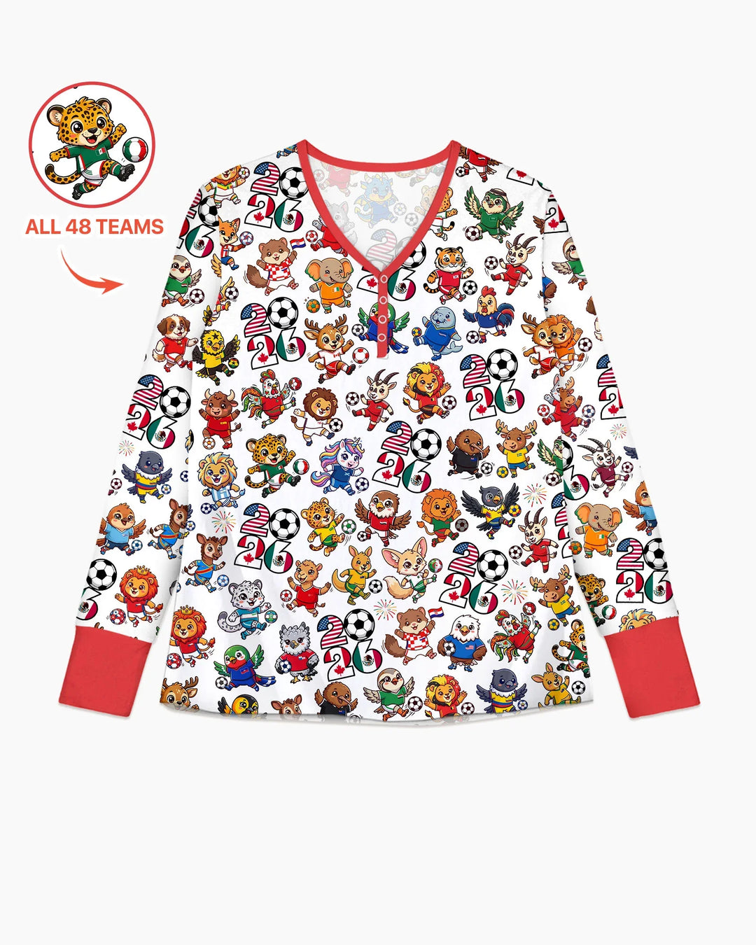 Kawaii Animals Soccer Tour 2026 Family Matching Bamboo Women Pajama Set