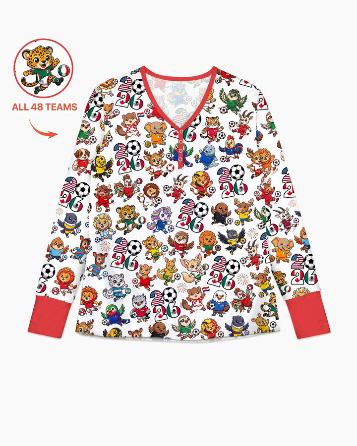 Kawaii Animals Soccer Tour 2026 Family Matching Bamboo Women Pajama Set