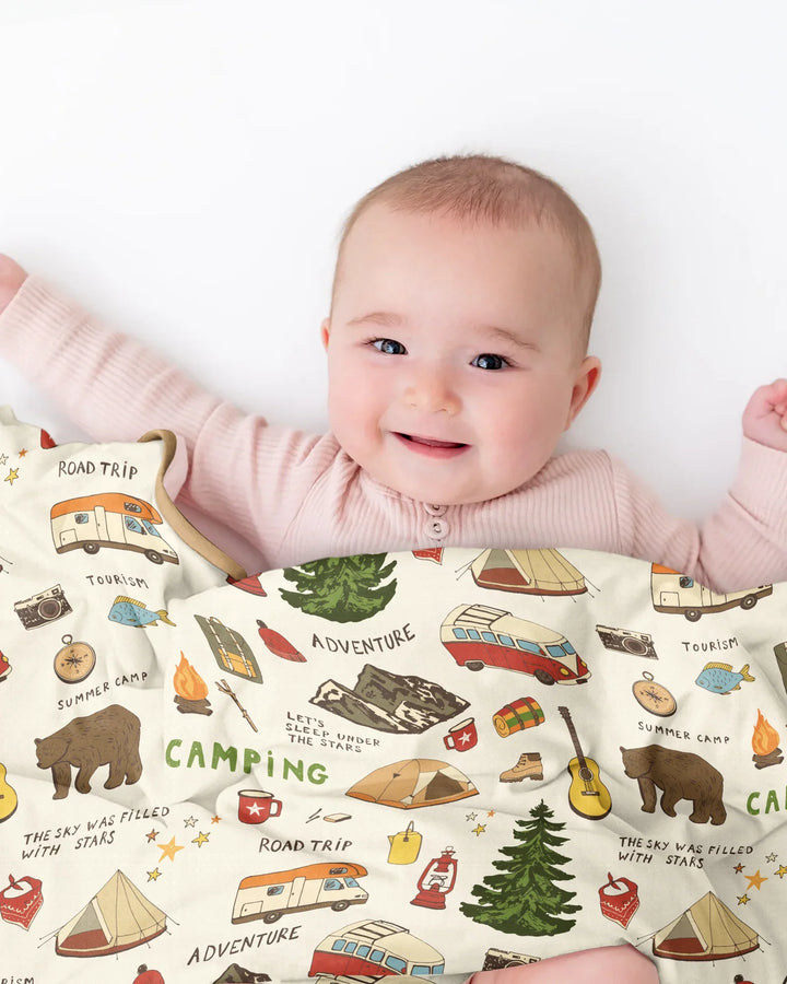 Outdoor Camping Adventure Family Matching Bamboo Blanket