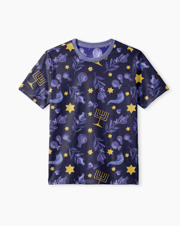 Rosh Hashanah Night Family Matching Bamboo Men Short Sleeve Short Pajama Set