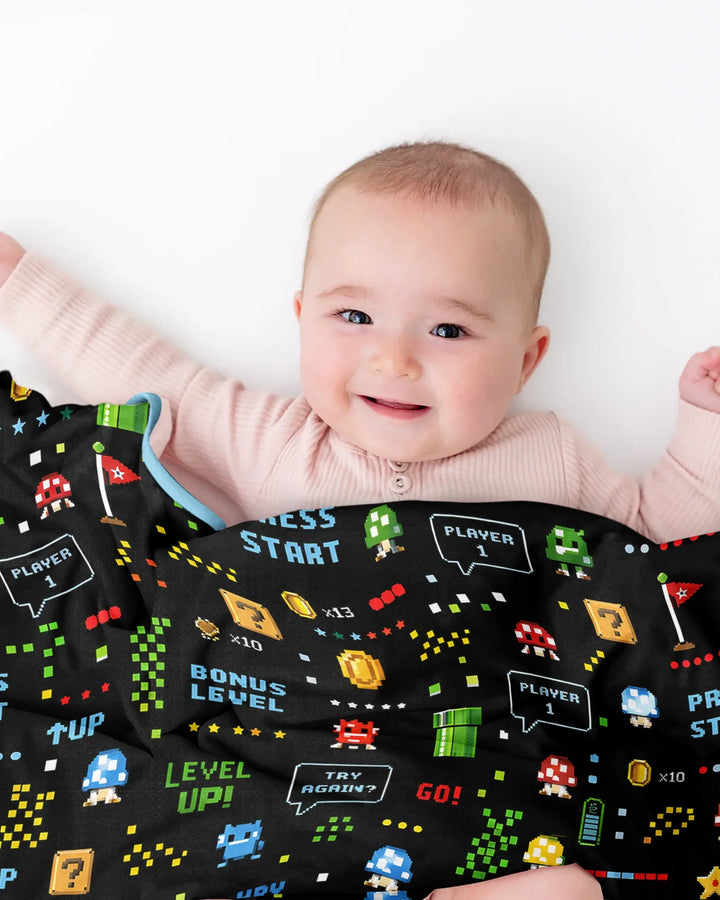 Pixel Game Lover Matching Bamboo Blanket