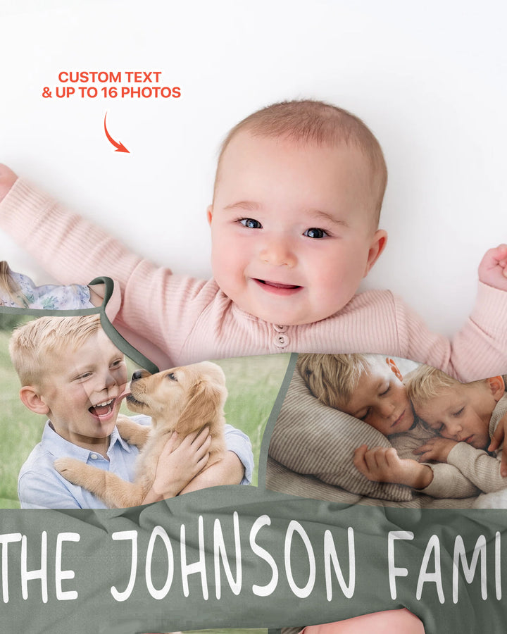 Custom Photo Collage Family Bamboo Blanket