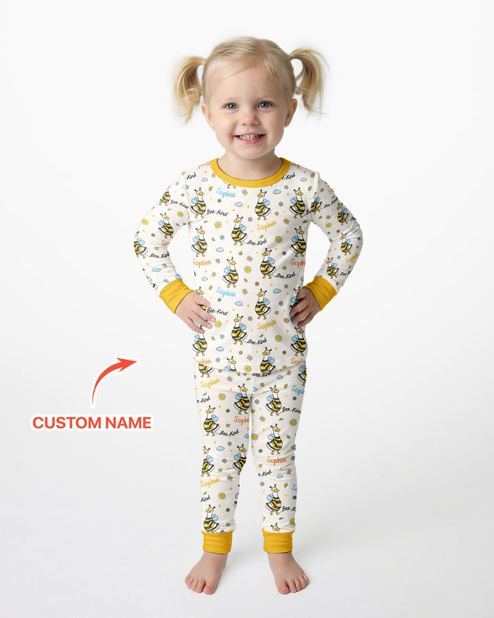 Custom Name Bee Kind The Goose Bamboo Two Piece Long Sleeve Pajama Set