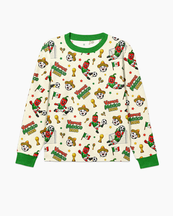Cartoon World Soccer Vamos Mexico Family Matching Bamboo Men's Pajama Set