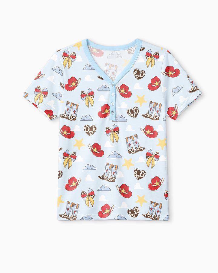 Cowboy Story Bamboo Women Short Sleeve Short Pajama Set