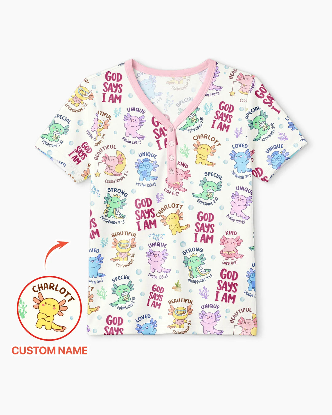 Axolotl God Says I Am Custom Name Bamboo Women Short Sleeve Short Pajama Set