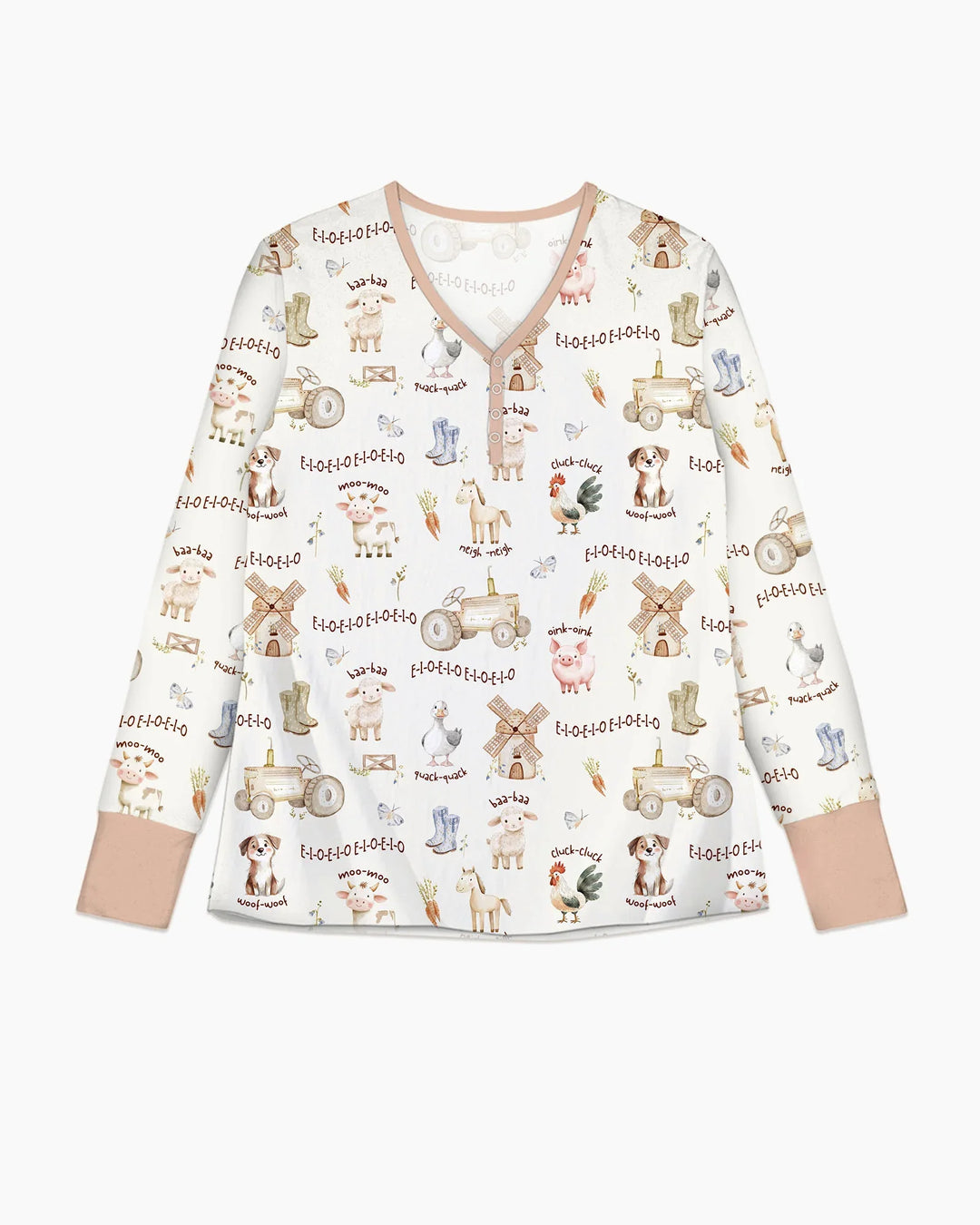 Old McDonald Farm Family Matching Bamboo Women Pajama Set