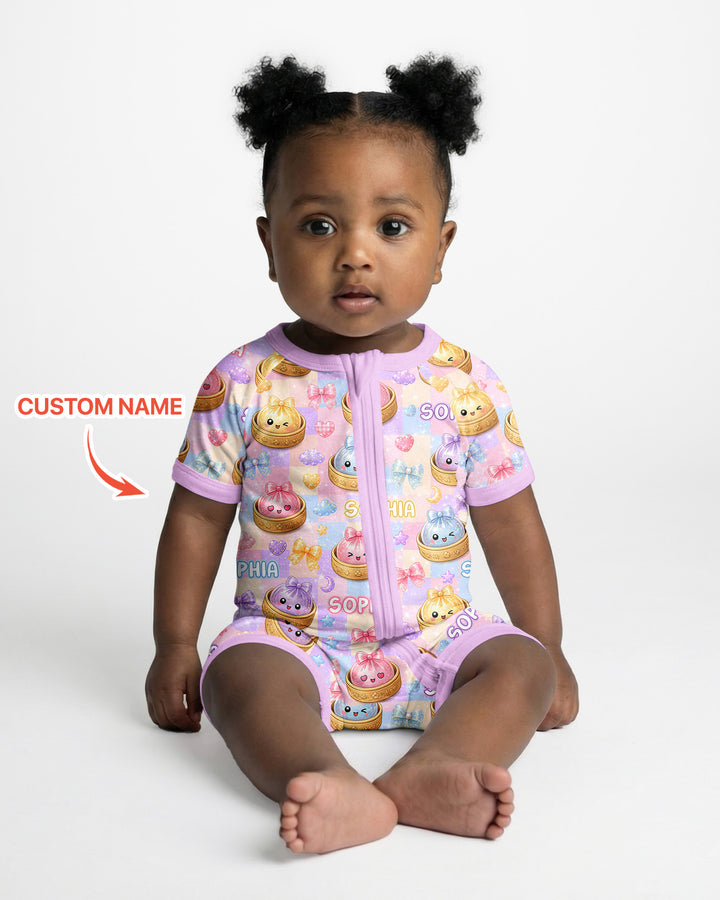 Custom Name Coquette Glitter Dumpling Bamboo Shorty Zippy