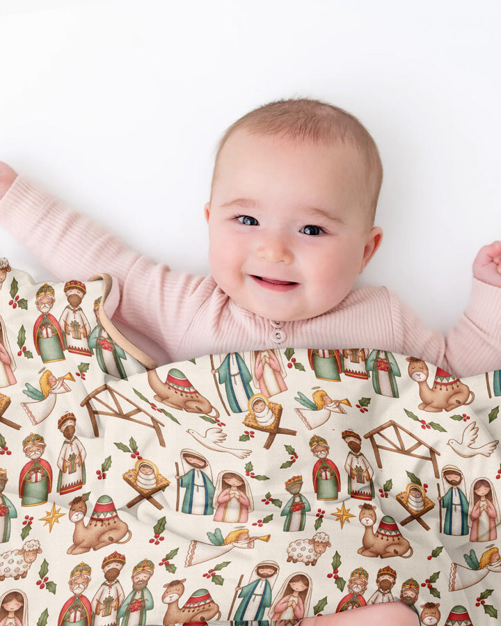 Holy Night Nativity Bamboo Blanket