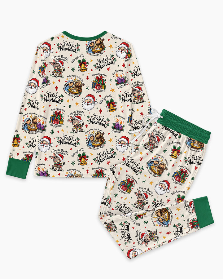 Whimsical Feliz Navidad Christmas Bamboo Women Pajama Set