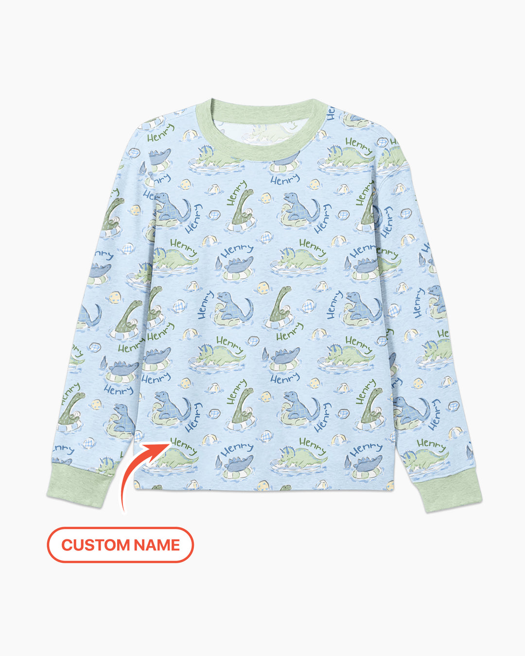 Dinos Swimming Custom Name Bamboo Men's Pajama Set