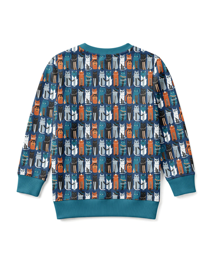 Retro Halloween Cat Bamboo Crewneck Sweatshirt