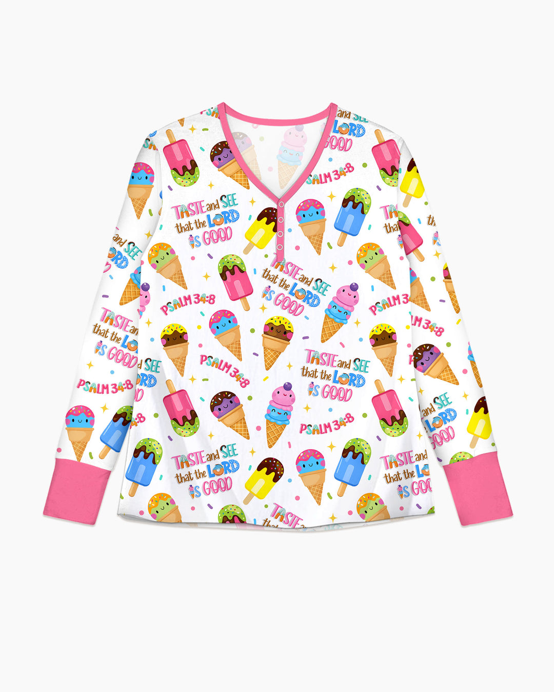 Jesus Summer Ice Cream Taste and See That The Lord Is Good Bamboo Women Pajama Set