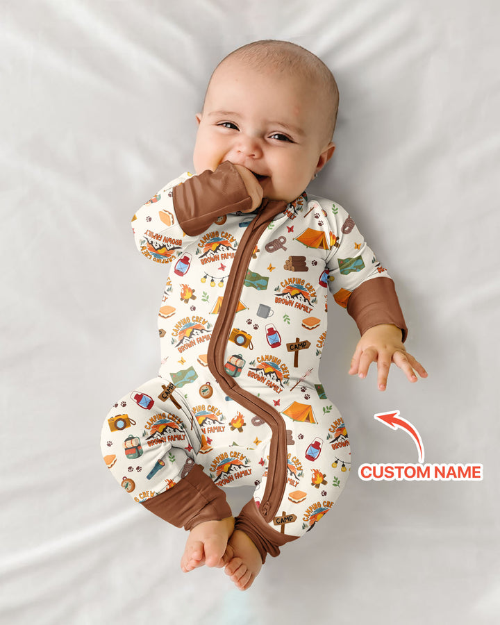 Custom Name Camping Crew Family Matching Bamboo Convertible Zippy