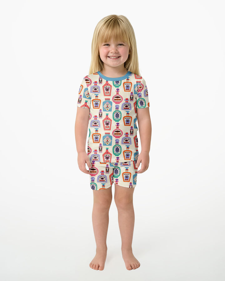 Retro Halloween Potions Bamboo Two Piece Short Sleeve Shorts Pajama Set