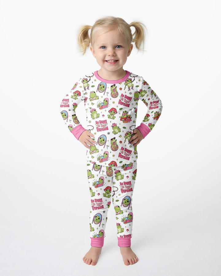 Be Happy In Your Version Bamboo Two Piece Long Sleeve Pajama Set