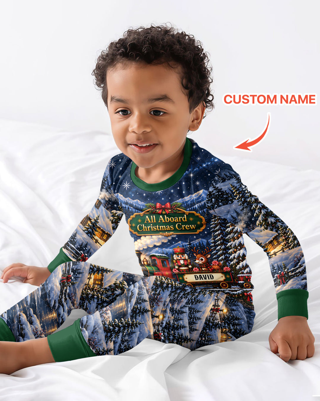 All Aboard Christmas Crew Bamboo Two Piece Long Sleeve Pajama Set