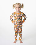 Retro Ghost Mushroom Floral Halloween Bamboo Two Piece Long Sleeve Pajama Set