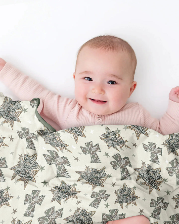 Camo God is Good Family Matching Bamboo Blanket