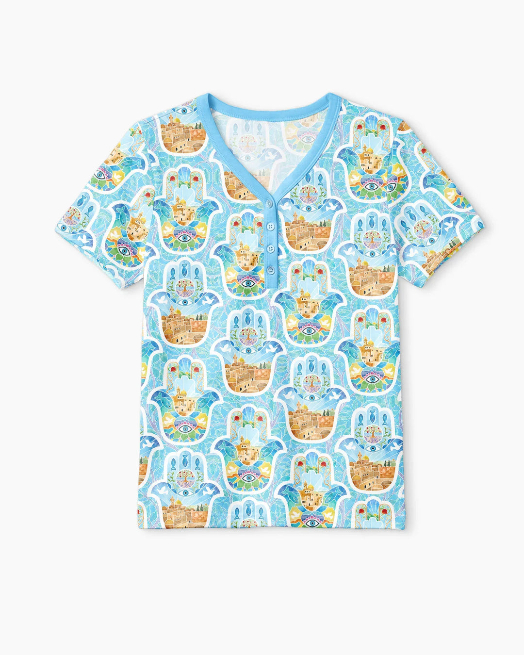 Hamsa Hand Bamboo Women Short Sleeve Short Pajama Set
