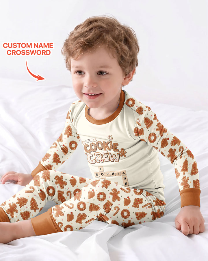 Custom Crossword Cookie Crew Bamboo Two Piece Long Sleeve Pajama Set