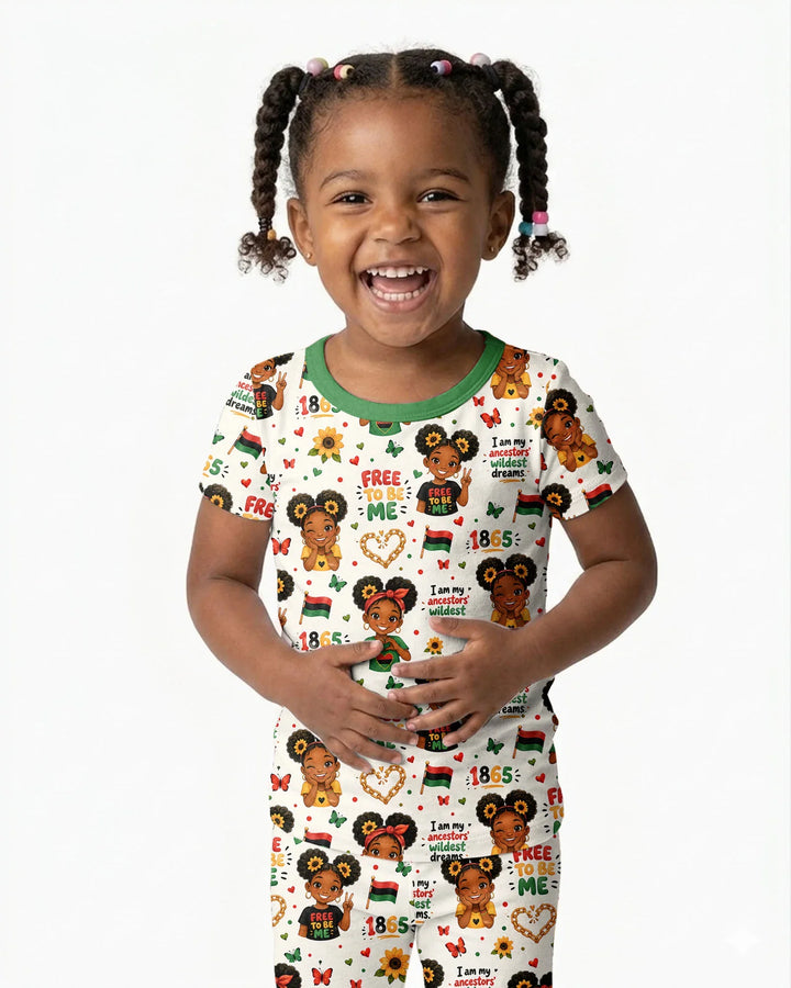 Juneteenth I am My Ancestors' Wildest Dream Bamboo Two Piece Short Sleeve Pajama Set